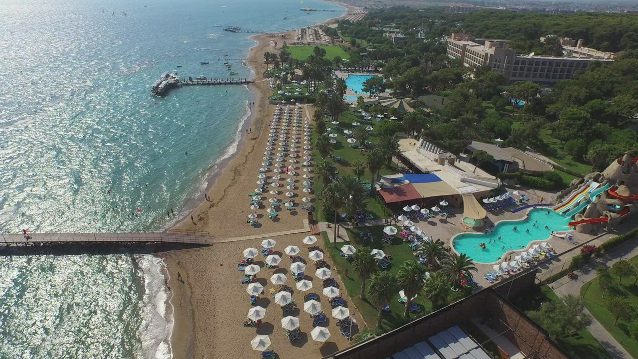 Aerial view of a coastal luxury resort